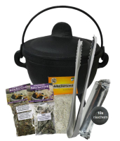 Hexenkessel Gusseisen Weihrauchbrenner & Räuchergefäß in EINEM 8-tlg Räucherset zum räuchern für Räucherstäbchen & Räucherwerk.