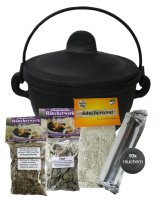 Hexenkessel Gusseisen Weihrauchbrenner & Räuchergefäß in EINEM 7-tlg Räucherset zum räuchern für Räucherstäbchen & Räucherwerk.