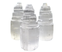 SELENIT Kristall Turm Healing Tower a je 10cm hoch. 3 Stück im Set.