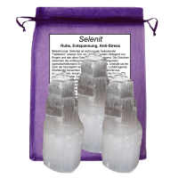 SELENIT Kristall Turm Healing Tower a je 8cm hoch. 3 Stück im Set.