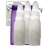 SELENIT Kristall Turm Healing Tower a je 20cm hoch. 3 Stück im Set.