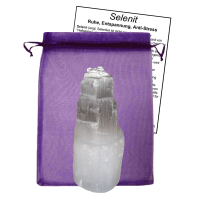 SELENIT Kristall Turm Healing Tower 8cm. Negative Energie absaugen & Stimmungsaufheller für positive Lebensenergie.