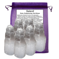 SELENIT Kristall Turm Healing Tower a je 8cm hoch. 6 Stück im Set.