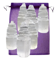 SELENIT Kristall Turm Healing Tower a je 10cm hoch. 6 Stück im Set.