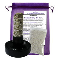 Räuchergefäß Smudge Holder schwarz + Sage weißer Salbei 5-tlg Räucherset