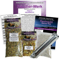 Allgäuer Rauhnacht 7-tlg Räucherset mit Heimischen Kräutern + Weihrauch, Myrrhe + Zubehör