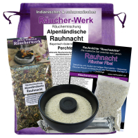 Alpenländische Rauhnacht 7-tlg Rauhnächte Räucherset mit Räucherschale schwarz für Hausreinigung & Kehraus.