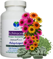 ECHINACEA purpurea 120 Kapseln PURPUR SONNENHUT ImmunFitKraut & Nerven ADAPTOGEN. 100% Natur pur. OHNE ZUSATZSTOFFE.