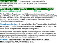 ECHINACEA purpurea 120 Kapseln PURPUR SONNENHUT ImmunFitKraut & Nerven ADAPTOGEN. 100% Natur pur. OHNE ZUSATZSTOFFE.