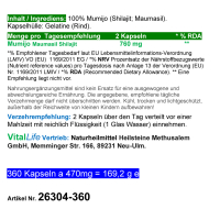 Mumijo Shilajit 360 Kapseln Maumasil reines Harz - GOLD des HIMALAYA - 100% NATUR pur. OHNE Zusatzstoffe!