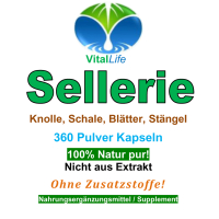 SELLERIE 360 Kapseln - BLUT Magen LEBER Darm NIEREN Blase VERDAUUNG - 100% NATUR pur. OHNE ZUSATZSTOFFE.
