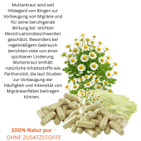 MUTTERKRAUT 360 Kapseln Migränekraut nach HILDEGARD VON BINGEN bei Kopfgewitter NATURDOSIERT = 100% NATUR pur. OHNE ZUSATZSTOFFE.