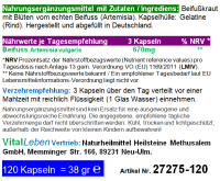 Beifuss 120 Pulver KAPSELN ECHTER Beifuß FLAVONOIDE & BITTERSTOFFE Artemisia 100% Natur pur. Nicht aus EXTRAKT. Ohne Füllstoffe. Ohne ZUSATZSTOFFE.
