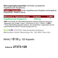 Angelikawurzel ENGELWURZ 120 Kapseln 400mg - MAGEN & DARM entspannen [OHNE ZUSATZSTOFFE]