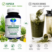 Green Power Greens 8x Chlorophyll Supergreens 720 (4x180) Kapseln Alfalfa Brennnessel Chlorella Gerstengras Löwenzahn Matcha Spirulina Weizengras. Natur pur. Ohne Zusatzstoffe ►3 + 1 Dose GRATIS Angebot.