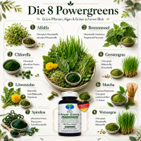 Green Power Greens 8x Chlorophyll Supergreens 720 (4x180) Kapseln Alfalfa Brennnessel Chlorella Gerstengras Löwenzahn Matcha Spirulina Weizengras. Natur pur. Ohne Zusatzstoffe ►3 + 1 Dose GRATIS Angebot.