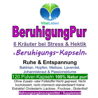 BERUHIGUNG Pur 120 Kapseln Anti Stress KRÄUTER für innere RUHE & ENTSPANNUNG. Natürliches BERUHIGUNGSMITTEL - ohne ZUSATZSTOFFE!