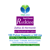 ROTKLEE 180 Kapseln natürliche Meno-Balance Isoflavone. Wechseljahre und Menopause - ZYKLUS & HARMONIE für die FRAU - NATUR pur [OHNE ZUSATZSTOFFE]