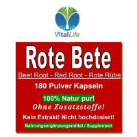Rote Bete, Rote Beete 180 Pulver Kapseln
