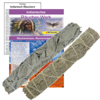 Weißer Salbei + Präriebeifuss zum räuchern 3tlg Räucherset. 2x Smudge XXL Bündel ca.22cm + 1x Booklet.