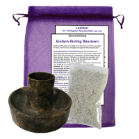 Räuchergefäß Smudge Holder braun 4-TLG Räucherset + ZUBEHÖR + Stoffbeutel.