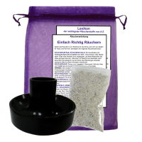 Räuchergefäß Smudge Holder schwarz 4-TLG Räucherset + ZUBEHÖR + Stoffbeutel.
