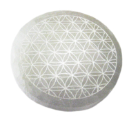 SELENIT 2x Platte 14cm Ø Ladeplatte Untersetzer BLUME des LEBENS [4-tlg Set] Täschchen & Beschreibung.