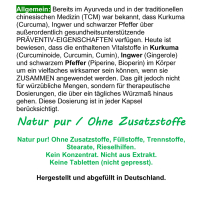 SuperKombi Kurkuma, Ingwer + Pfeffer 720 (4x180) Pulver Kapseln