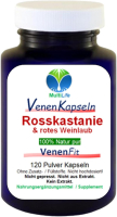 Rosskastanie Venen Fit + Weinlaub 240 (2x120) Kapseln bei Wasser in den Beinen [OHNE Zusatzstoffe]