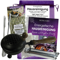 Energetische Hausreinigung Kräuter & Engel Räuchern 7 teiliges Set mit Räucherpfanne