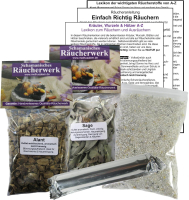 ALANT Alantwurzel & weißer Salbei zum räuchern 2 x 60ml Räucherwerk 6-tlg Räucher-Set mit Räucherwerk für Hausreinigung & Rauhnächte inkl Räucherkohle + ZUBEHÖR.