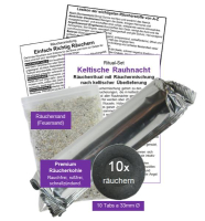 BALDRIAN Baldrianwurzel & weißer Salbei zum räuchern 2 x 60ml Räucherwerk 6-tlg Räucher-Set für Hausreinigung & Rauhnächte inkl Räucherkohle + ZUBEHÖR.