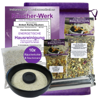 Räuchern GEGEN Negative Energie [energetische HAUSREINIGUNG] 7-TLG Set mit RÄUCHERMISCHUNG + WEIHRAUCH & MYRRHE
