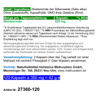 Weidenrinde 120 Kapseln Silberweide Natur Pur ohne Zusatzstoffe