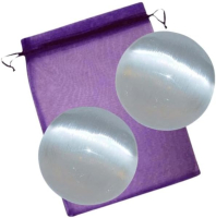 SELENIT Kristall 2x Kugel 5cm Ø 3-tlg Energie-Set für Meditation, Ruhe, Entspannung