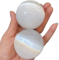 SELENIT Kristall 2x Kugel 5cm Ø 3-tlg Energie-Set für Meditation, Ruhe, Entspannung