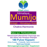 Mumijo 720 (4x180) Kapseln original Shilajit Pulver GOLD des HIMALAYA kein Extrakt, kein Konzentrat, ohne Zusatzstoffe.