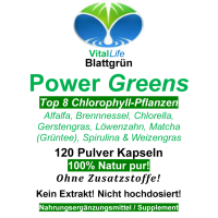 Power Greens Top 8 Chlorophyll Pflanzen 120 Pulver Kapseln
