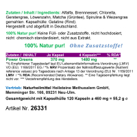 Power Greens Top 8 Chlorophyll Pflanzen 120 Pulver Kapseln