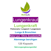 LUNGENKRAUT Pur 120 Kapseln Lungenkraft - Lunge & Atemwege NATÜRLICH verwöhnen [OHNE ZUSATZSTOFFE]