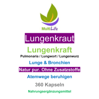 LUNGENKRAUT Pur 360 Kapseln Lungenkraft - Lunge & Atemwege NATÜRLICH verwöhnen [OHNE ZUSATZSTOFFE]