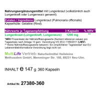 LUNGENKRAUT Pur 360 Kapseln Lungenkraft - Lunge & Atemwege NATÜRLICH verwöhnen [OHNE ZUSATZSTOFFE]