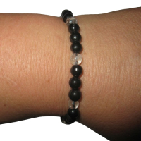 Schungit mit Bergkristall Stein Energie Edelstein SCHMUCK Armband 6mm