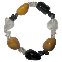 Auraschutz Armband aus Bergkristall Turmalin Hämatit und Jaspis beige