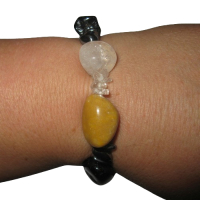 Auraschutz Armband aus Bergkristall Turmalin Hämatit und Jaspis beige