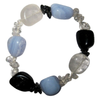 Auraschutz Armband aus Bergkristall Turmalin Hämatit und Chalcedon