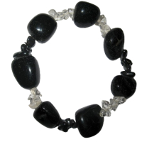Auraschutz Armband aus schwarzem Turmalin Bergkristall und Hämatit