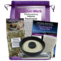 Keltische Rauhnacht 7-tlg Räucherset mit schwarzer Keramik Räucherschale & Zubehör.