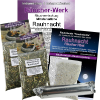 Rauhnächte 7-tlg Räucherset 2x MITTELALTERLICHE RAUHNACHT 20-Kräuter Räuchermischung, Rauhnachtfibel, Räucherzubehör.