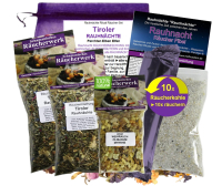 Rauhnächte räuchern TIROLER RAUHNACHT 8-tlg Räucherset + WEIHRAUCH & MYRRHE, 3x Räucherwerk, Anleitung, Zubehör, Rauhnachtfibel, Täschchen.